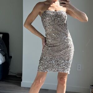 Glamorous Strapless Sequin Dress